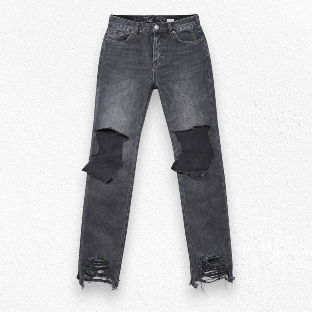 We The Free Black Distressed Mid Rise Crop Free People Grunge Jeans Size 26